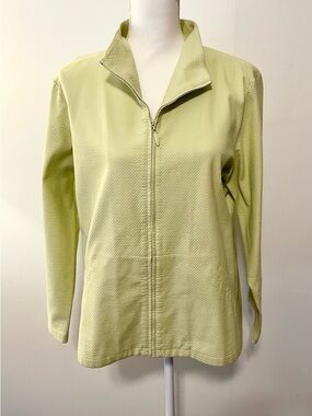 Eileen Fisher Spring Green Zip Up Lightweight Blazer Jacket. Unlined Size Large